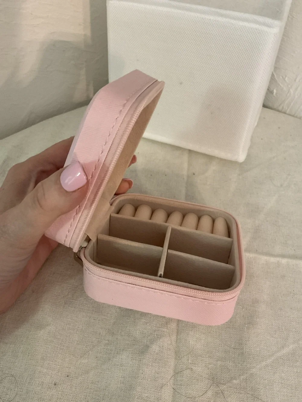 Sale! Mini Travel Jewelry Zip Around Case  Soft Blush Pink